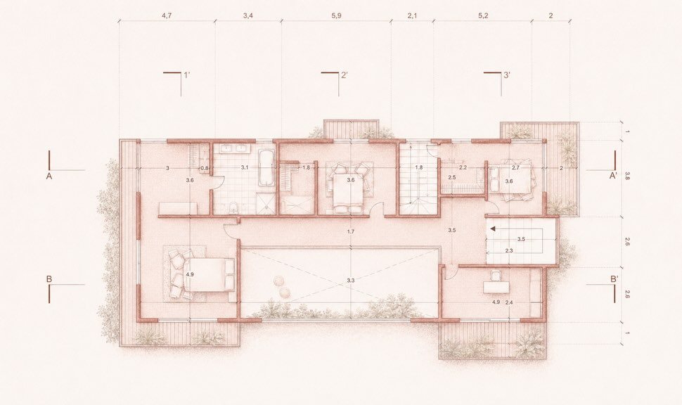 Casa en La Calera, diseño de Brunnen · Planimetría · 2 de 4